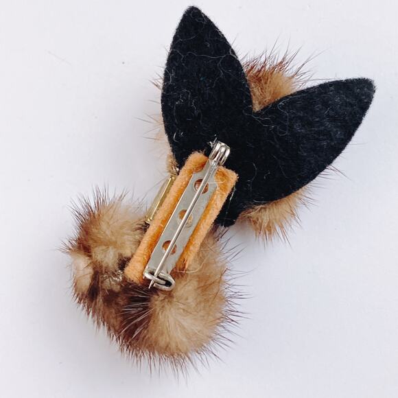 VTG Mid Century Brooch Mink Fur Cat Halloween Kitsch Googly Eyes Novelty Pin - Picture 6 of 7